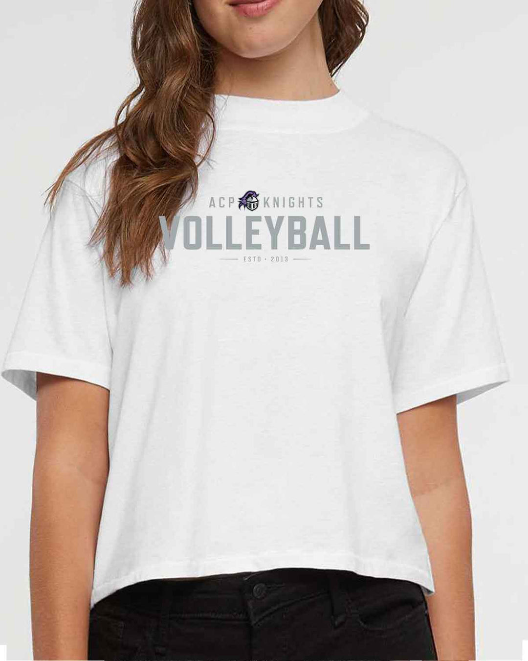 ACP Knights Volleyball | Women's Boxy Tee (3518) | ESTD Logo Design