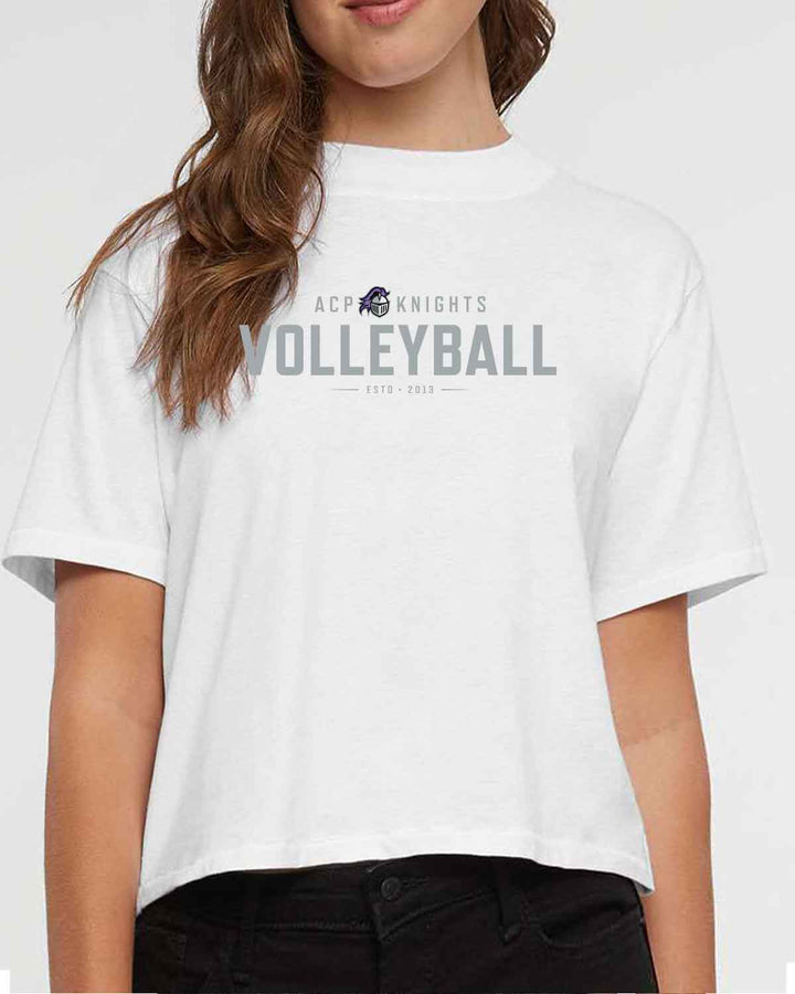 ACP Knights Volleyball | Women's Boxy Tee (3518) | ESTD Logo Design
