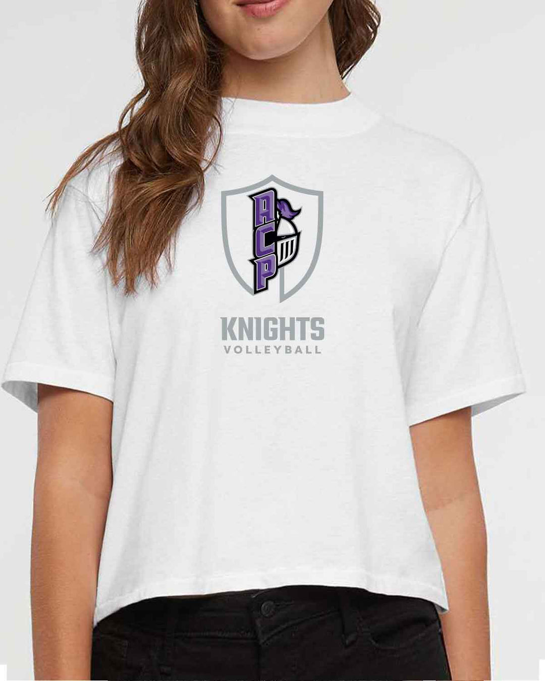 ACP Knights Volleyball | Women's Boxy Tee (3518) | Shield Logo Design