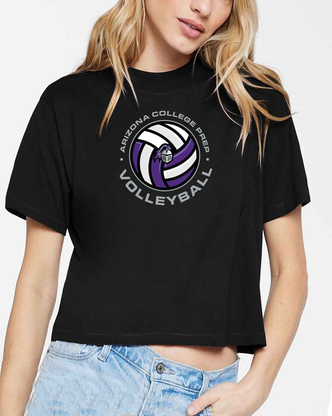 ACP Knights Volleyball | Women's Boxy Tee (3518) | Circular Logo Design