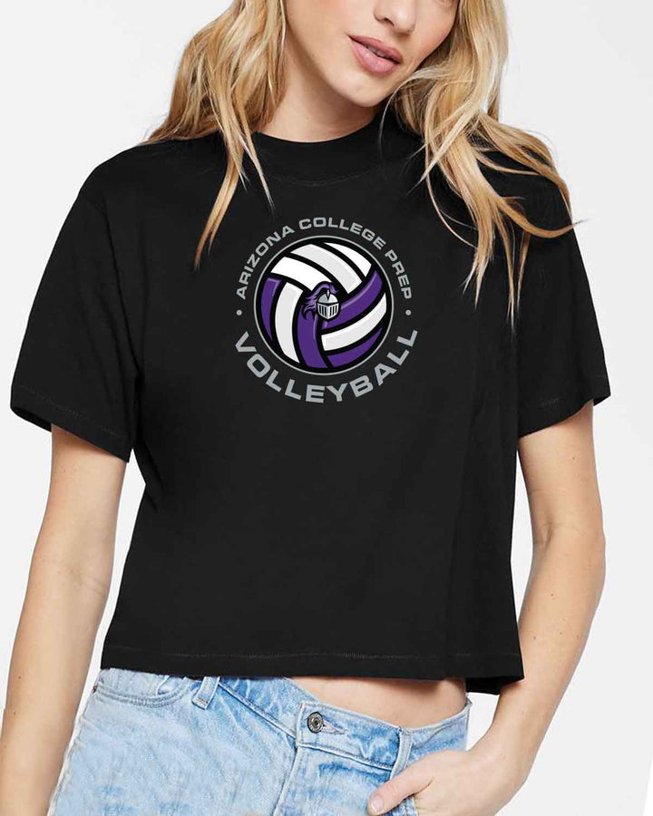 ACP Knights Volleyball | Women's Boxy Tee (3518) | Circular Logo Design
