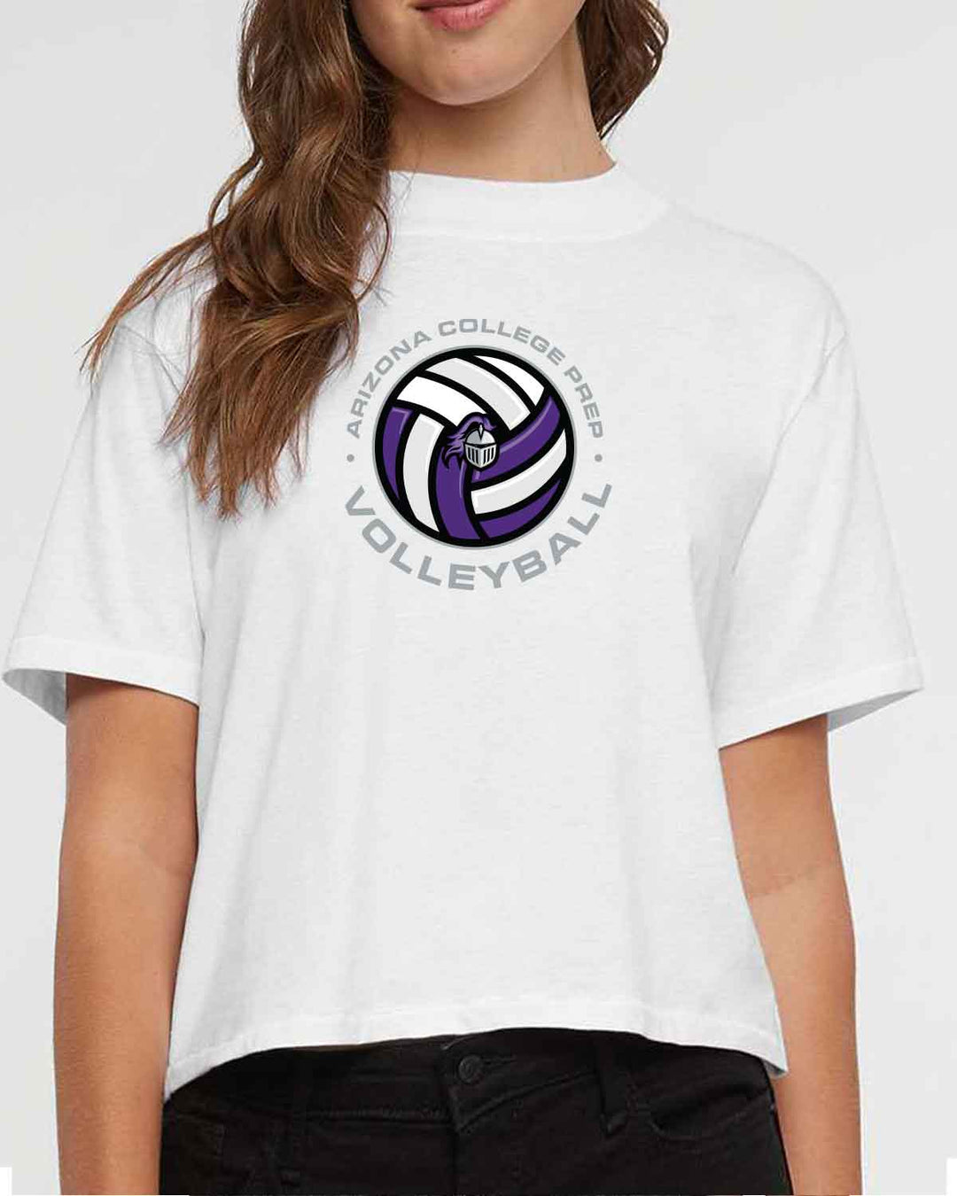ACP Knights Volleyball | Women's Boxy Tee (3518) | Circular Logo Design