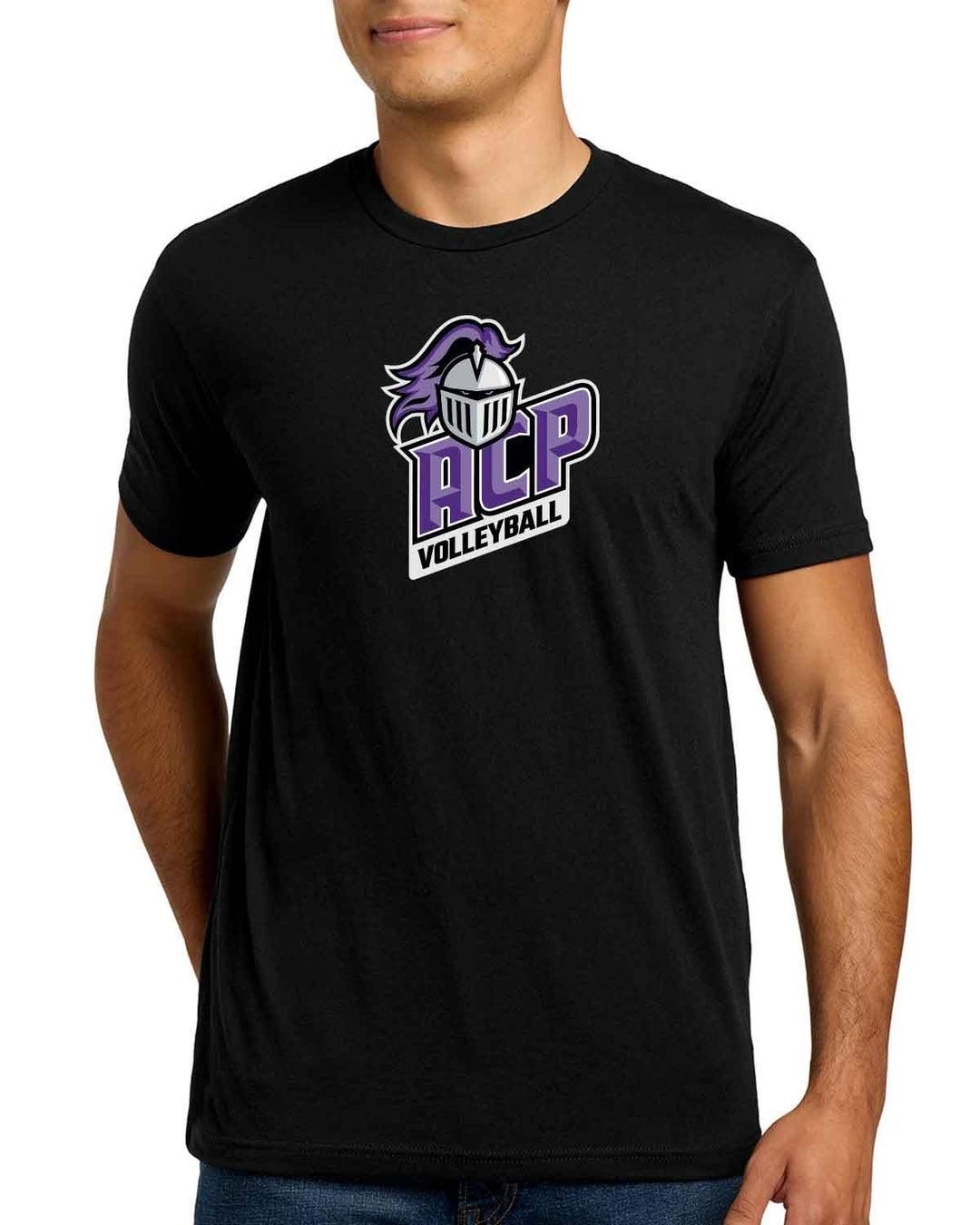 ACP Knights Volleyball | T-Shirt (NL6210) | Lockup Logo Design