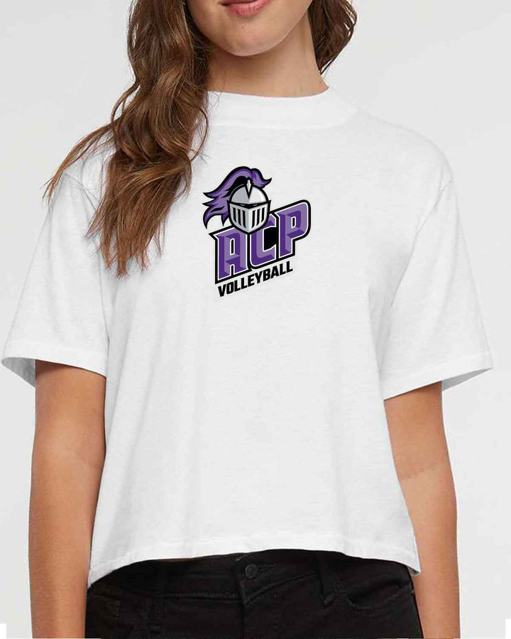 ACP Knights Volleyball | Women's Boxy Tee (3518) | Lockup Logo Design