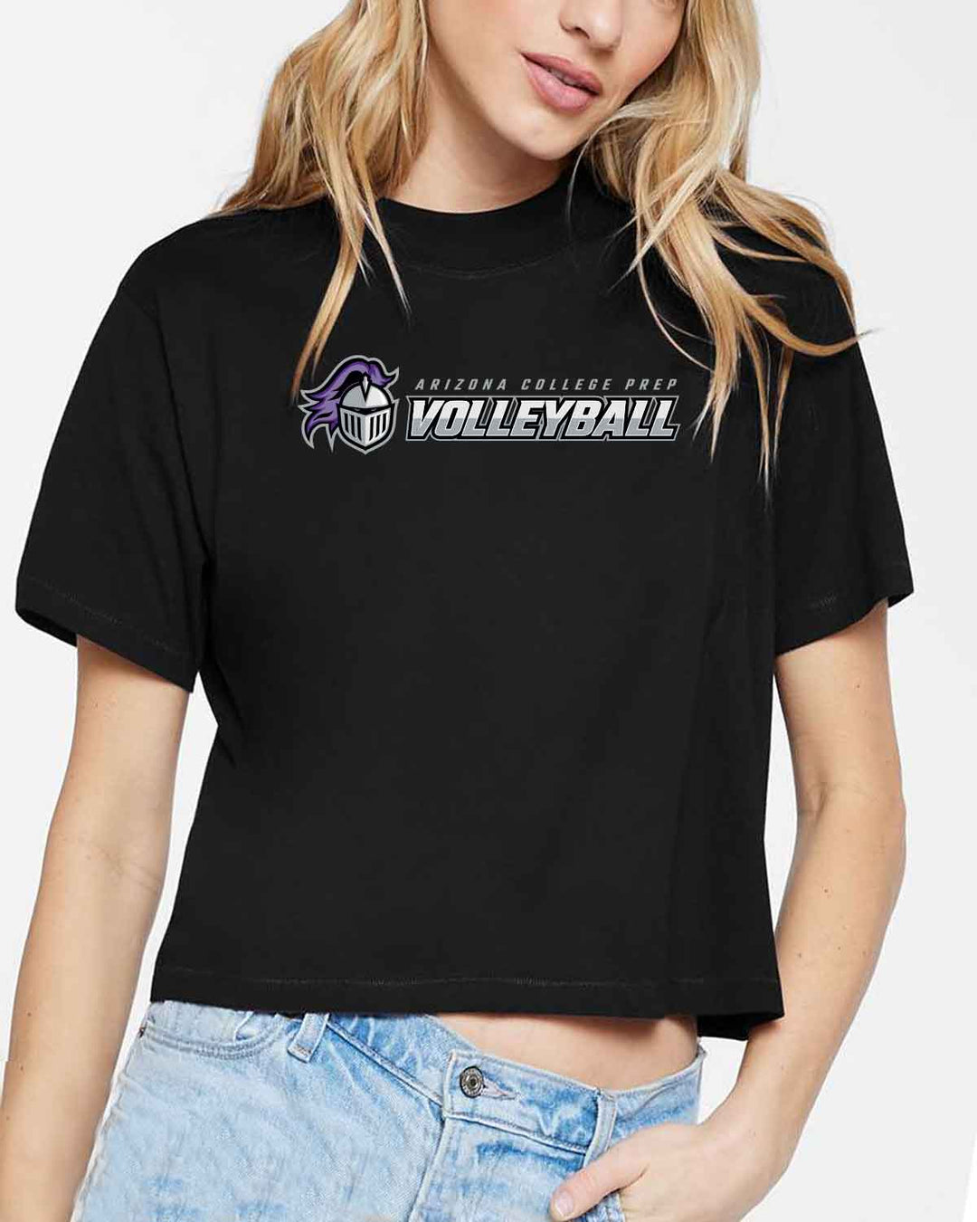 ACP Knights Volleyball | Women's Boxy Tee (3518) | Type Logo Design