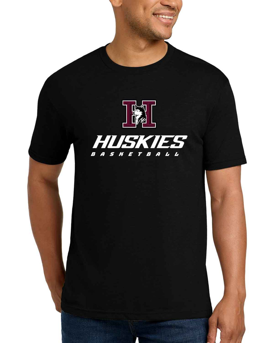 HHS Huskies Basketball | Tri-Blend Tee (NL6010) Stack Design