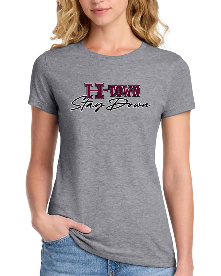 HHS Huskies Cheer | Women's Fan Favorite™ Tee (LPC450) H-Town - Front & Back Design