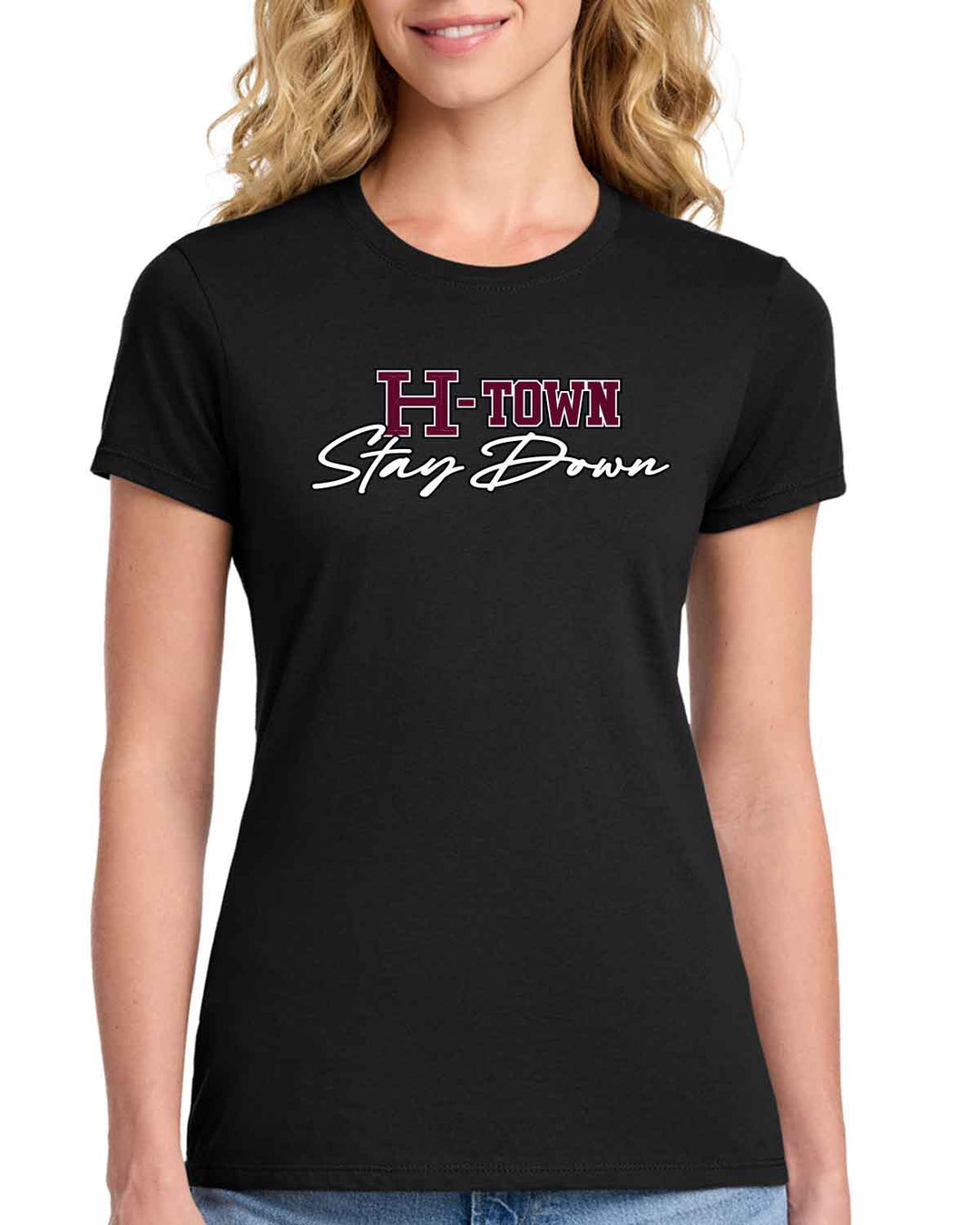HHS Huskies Cheer | Women's Fan Favorite™ Tee (LPC450) H-Town - Front & Back Design