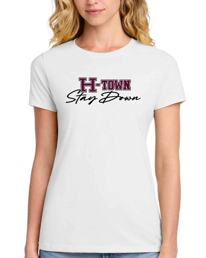 HHS Huskies Cheer | Women's Fan Favorite™ Tee (LPC450) H-Town - Front & Back Design