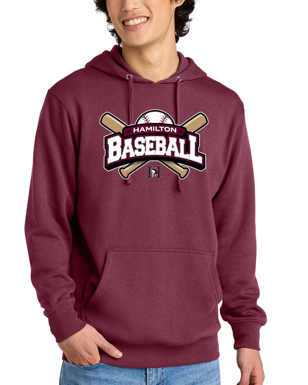 Hamilton Huskies Baseball | Fleece Hoodie (DT6100) | Bats Design
