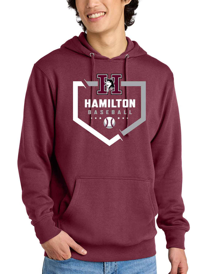Hamilton Huskies Baseball | Fleece Hoodie (DT6100) | Plate Design