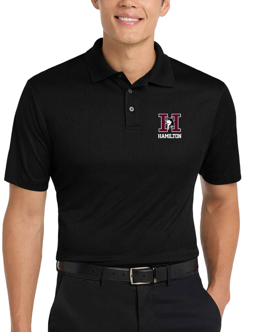 HHS Huskies Cheer | Performance Fine Jacquard Polo (K528) "H" Logo Design