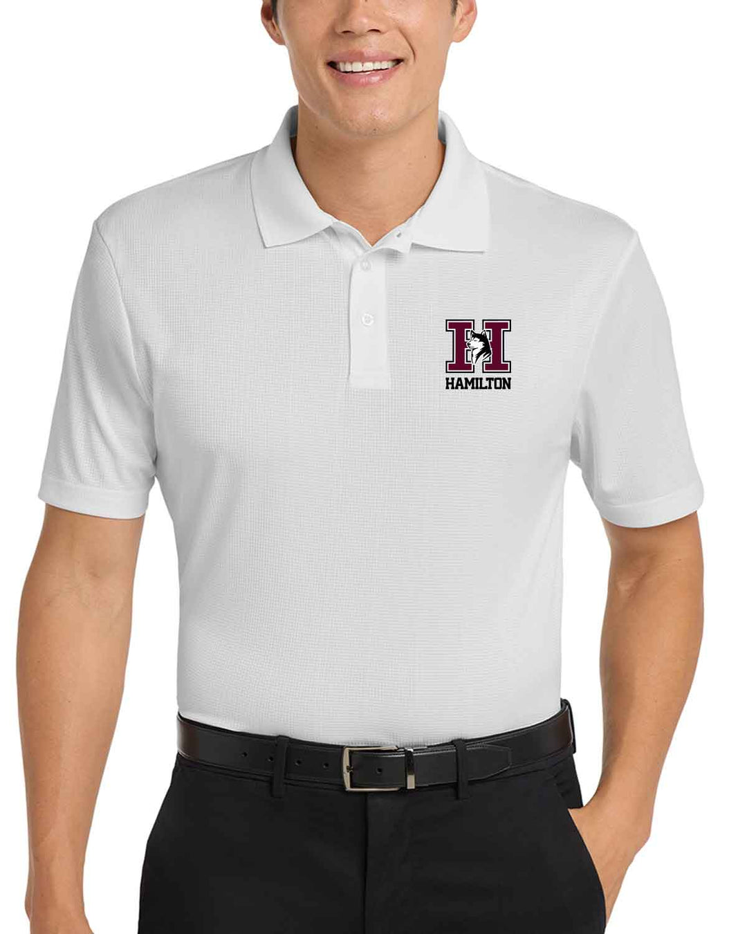 HHS Huskies Cheer | Performance Fine Jacquard Polo (K528) "H" Logo Design