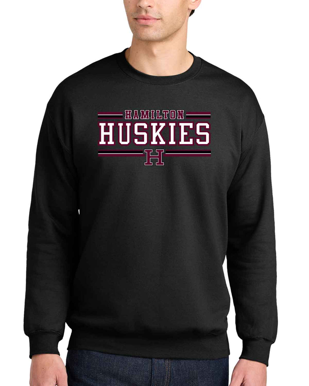 Hamilton Huskies Cheer | Crewneck Sweatshirt (SF000) | Hamilton Huskies H