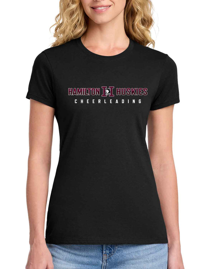 HHS Huskies Cheer | Women's Fan Favorite™ Tee (LPC450) Center Logo - Front & Back Design