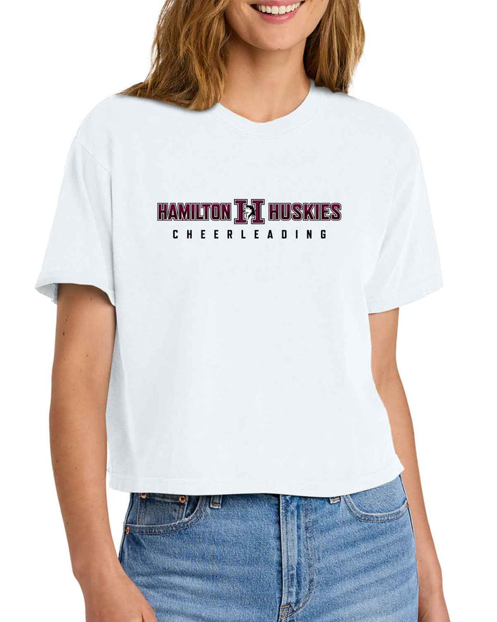 HHS Huskies Cheer | Women’s Heavyweight Boxy Tee (3023CL) Center Logo Design