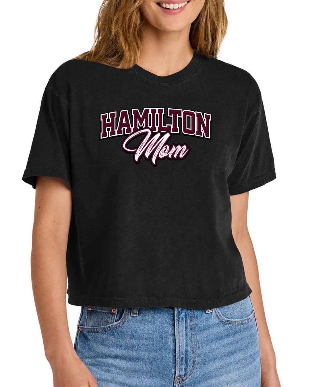 HHS Huskies Cheer | Women’s Heavyweight Boxy Tee (3023CL) Hamilton Mom