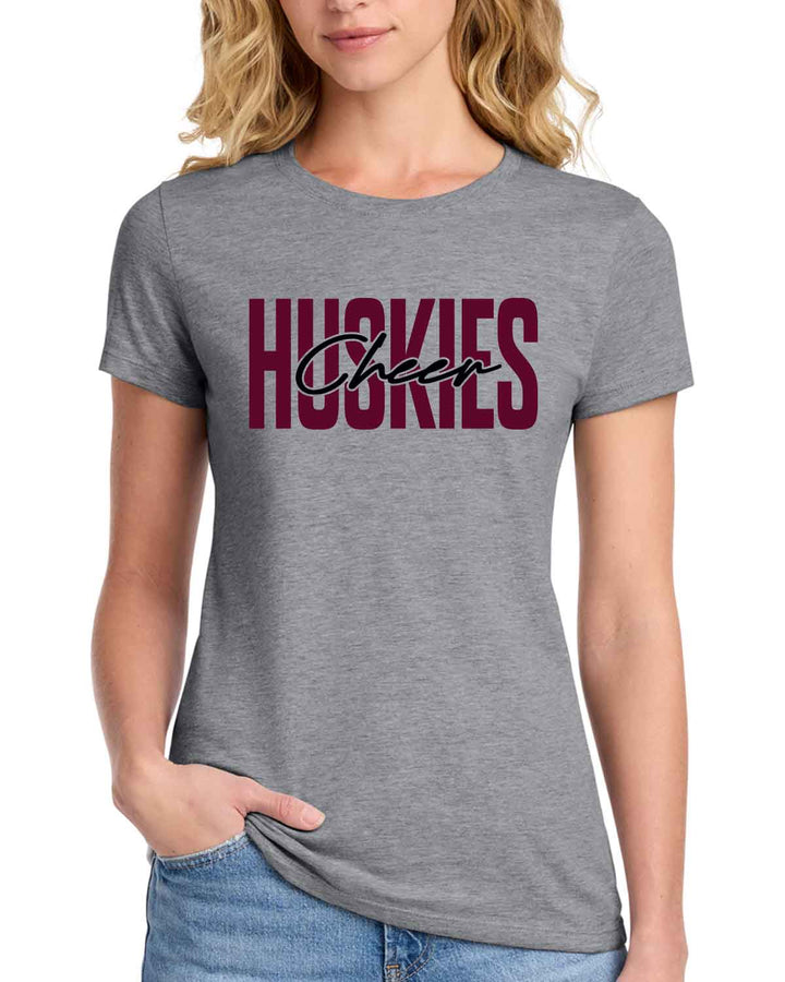 HHS Huskies Cheer | Women's Fan Favorite™ Tee (LPC450) Block - Front & Back Design