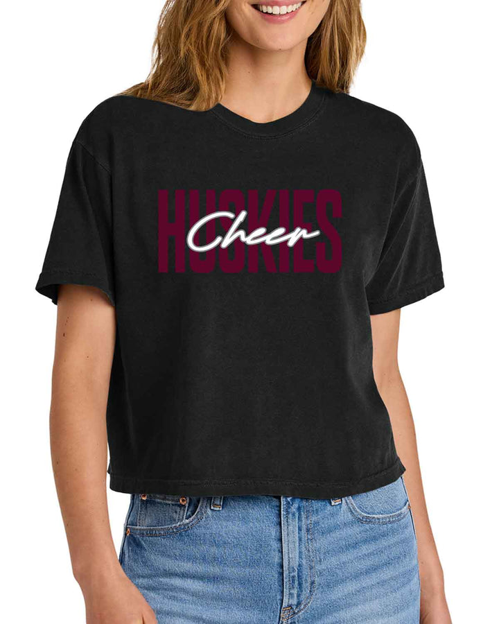 HHS Huskies Cheer | Women’s Heavyweight Boxy Tee (3023CL) Block Letter Design