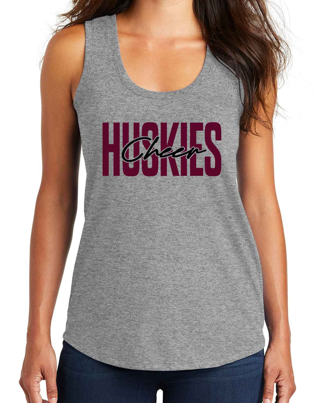 Hamilton Huskies Cheer | Women's Tank (DM138L) | Block Letter Design