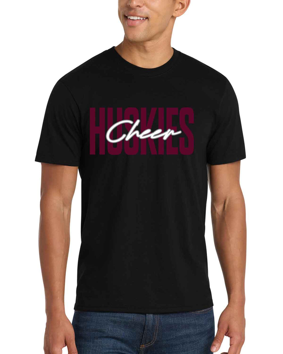 HHS Huskies Cheer | Fan Favorite™ Blend Tee (PC455) Block Letter Design