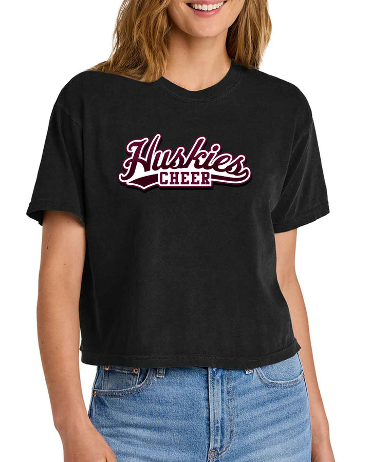 HHS Huskies Cheer | Women’s Heavyweight Boxy Tee (3023CL) Script Design
