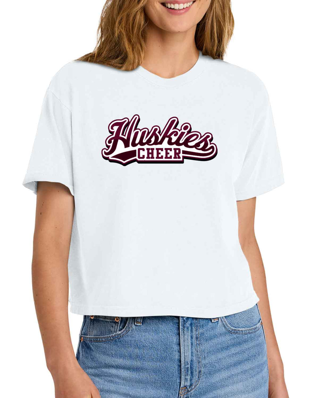 HHS Huskies Cheer | Women’s Heavyweight Boxy Tee (3023CL) Script Design