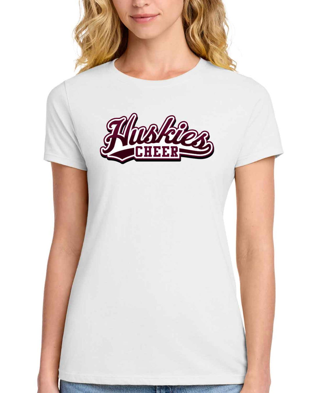 HHS Huskies Cheer | Women's Fan Favorite™ Tee (LPC450) Script - Front & Back Design