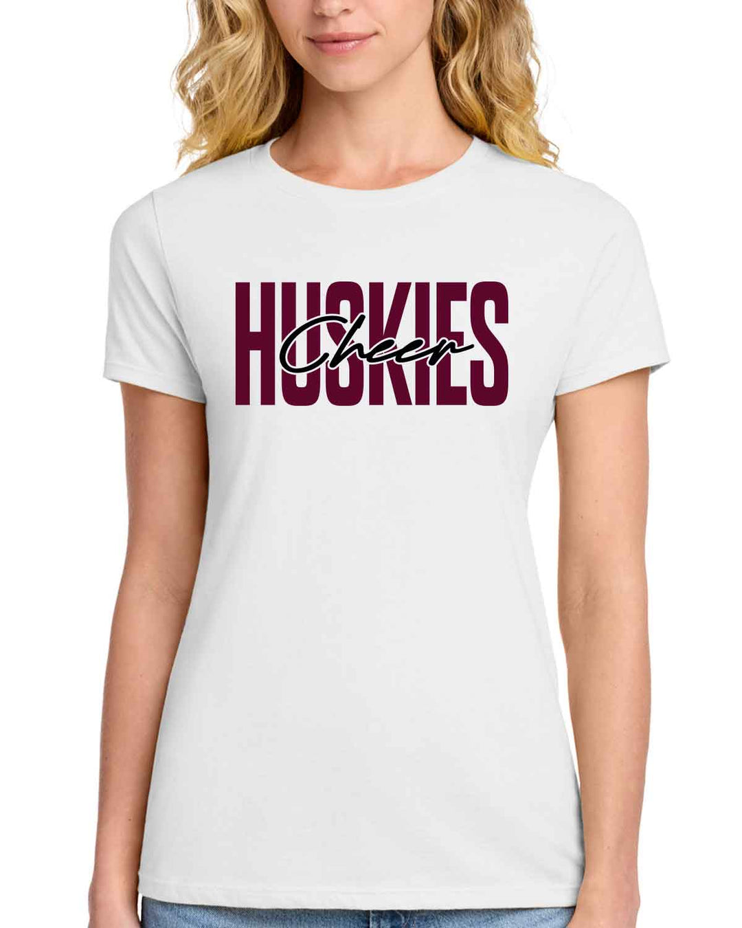 HHS Huskies Cheer | Women's Fan Favorite™ Tee (LPC450) Block - Front & Back Design