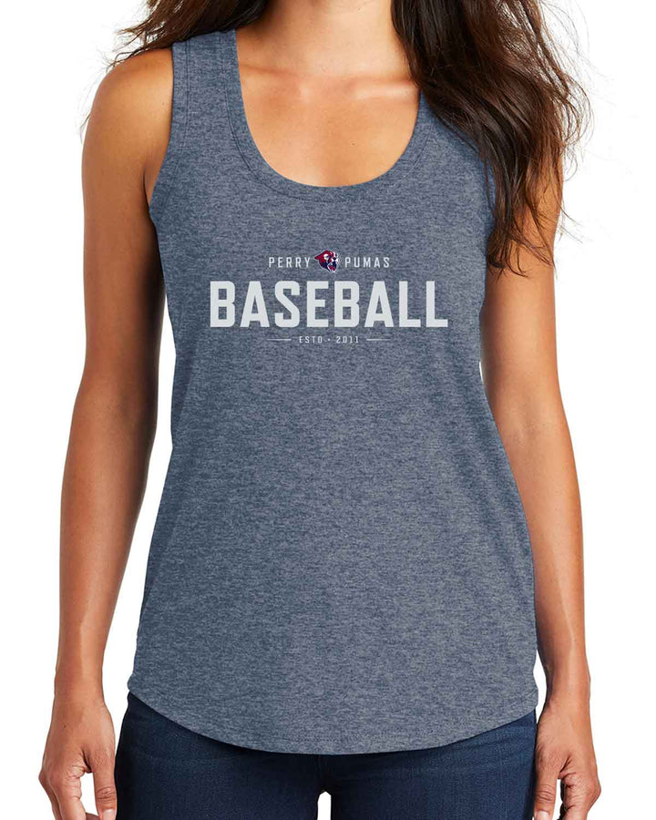 Perry Pumas Baseball | Women's Racerback Tank (DM138L) | ESTD Design