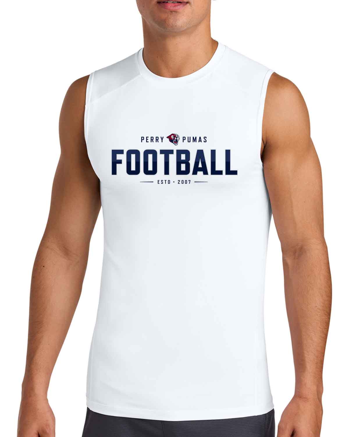Perry Pumas Football | PosiCharge® Sleeveless Tee (ST121SL) | 3 Design ...