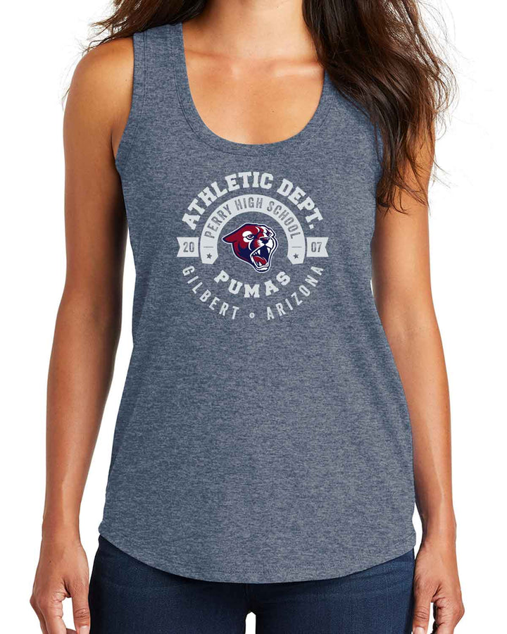 Perry Pumas Spirit | Women's Racerback Tank (DM138L) | Athletic Dept. Design