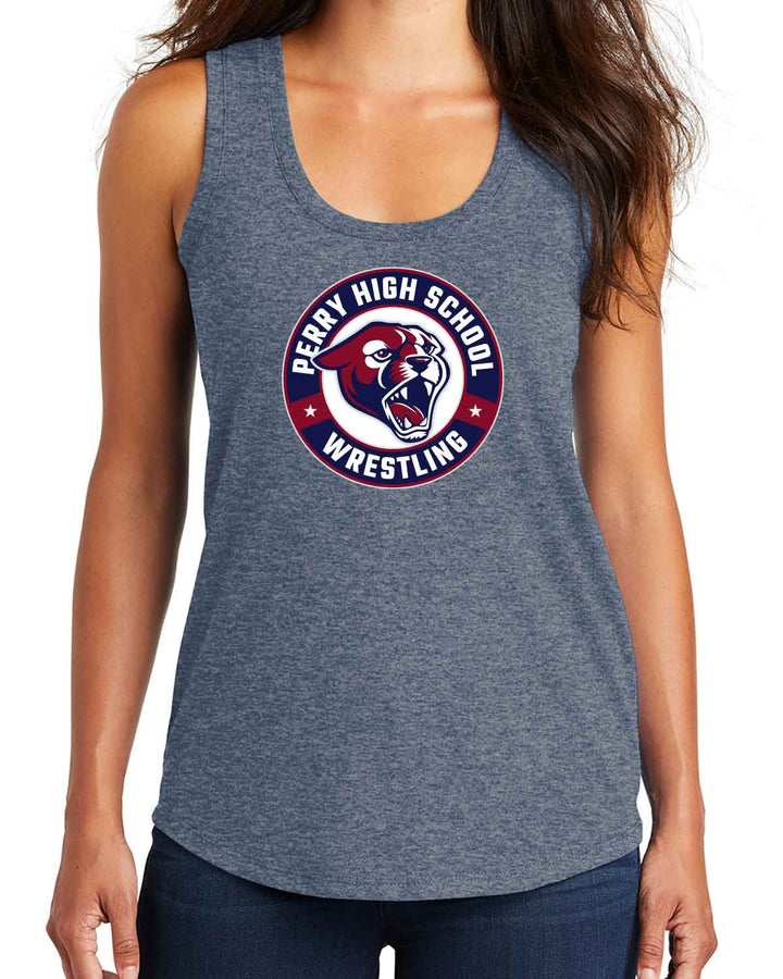 Perry Pumas Wrestling | Women's Racerback Tank (DM138L) | Seal Design