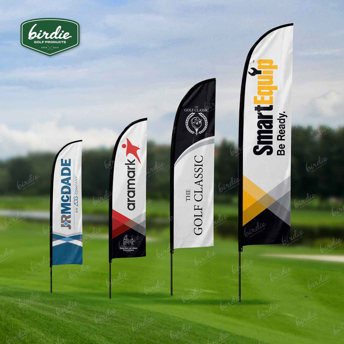 Feather Golf Course Logo Feather Flags | Golf Tournament Sponsor Flags – Birdie Products